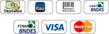 Depósito, Itaú, Boleto, Cartão BNDES, Financiamento BNDES, Visa, MasterCard